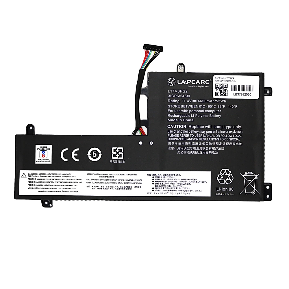 Lapcare Laptop Battery Compatible For Lenovo Y7000 | Y730/Y740-15ICH Long Cable (L17M3PG2) view 2